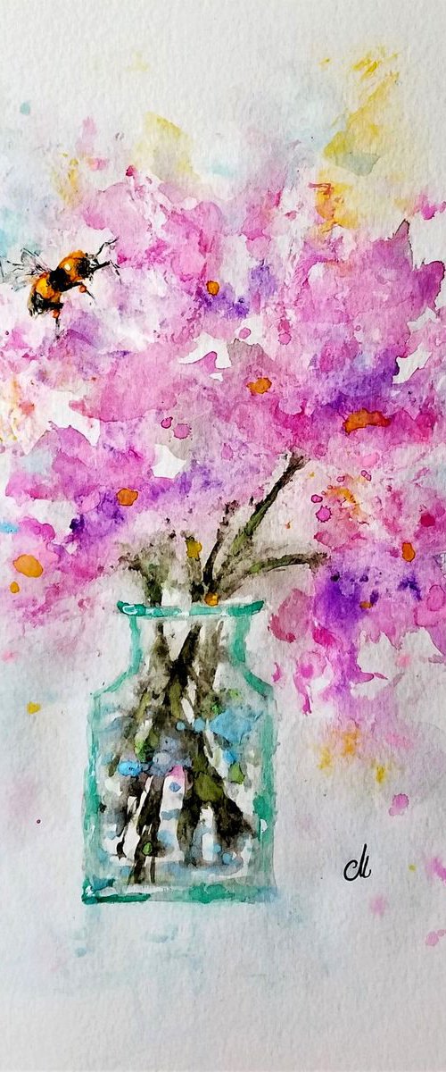 'BEE' Happy! #4/gift idea/free shipping in USA for any of my artworks by Cristina Mihailescu