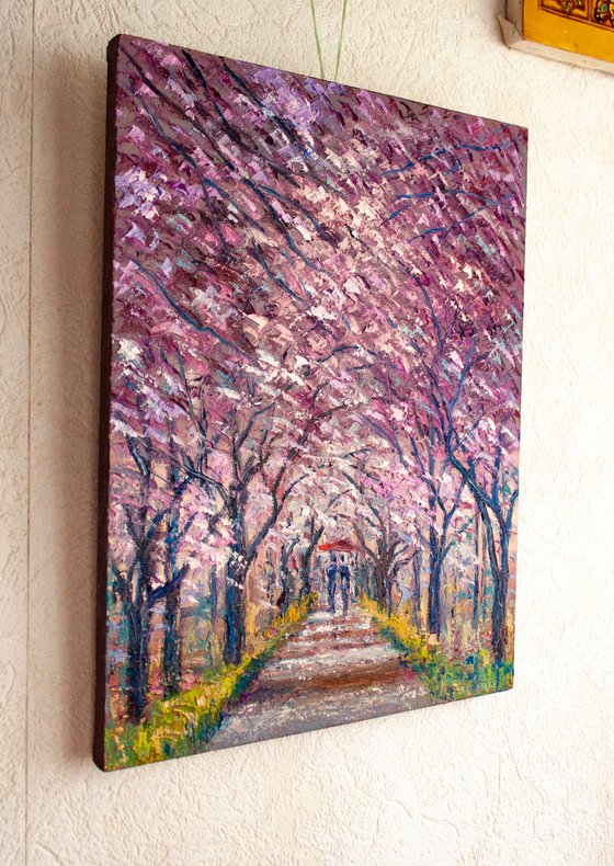 "Blooming cherry", spring landscape, sakura