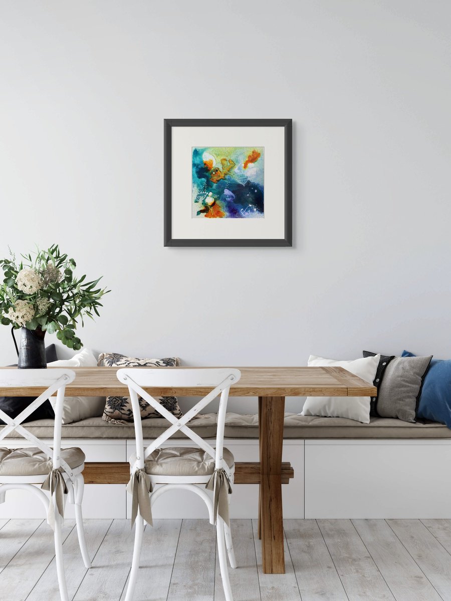 Organic Botanical Painting By Shelli Finch, 12 X 12", Pollen, Original Artwork