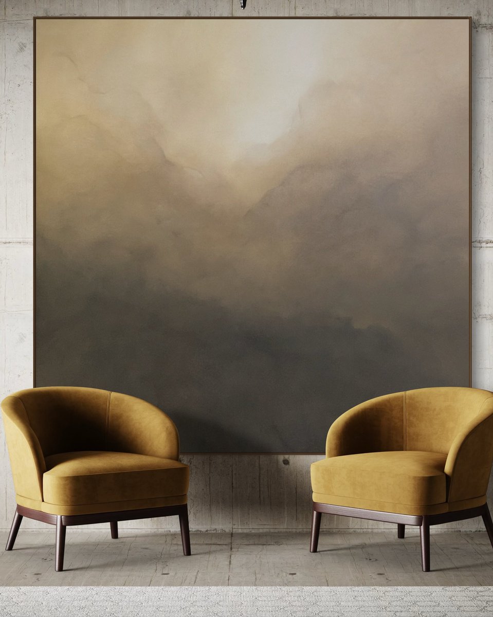 Abstract Acrylic Painting By Gabriela Azar Schreiner, 71 X 71, Golden Hour, Original Artwork