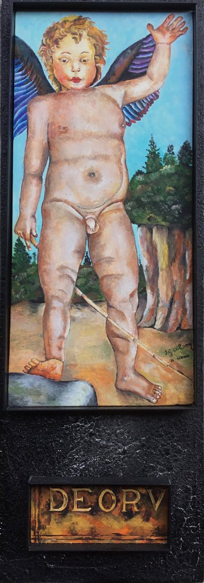 Portrait Oil Painting By Jg Wilson, 6 X 17, Little Angel, Original Artwork