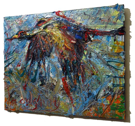 Original Oil Painting Abstract Expressionism Impressionism Birds