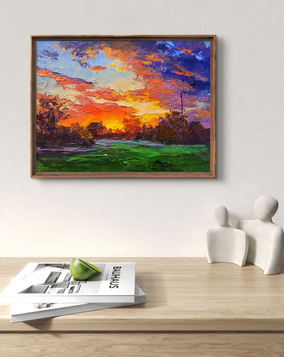 Multicolored clouds at sunset