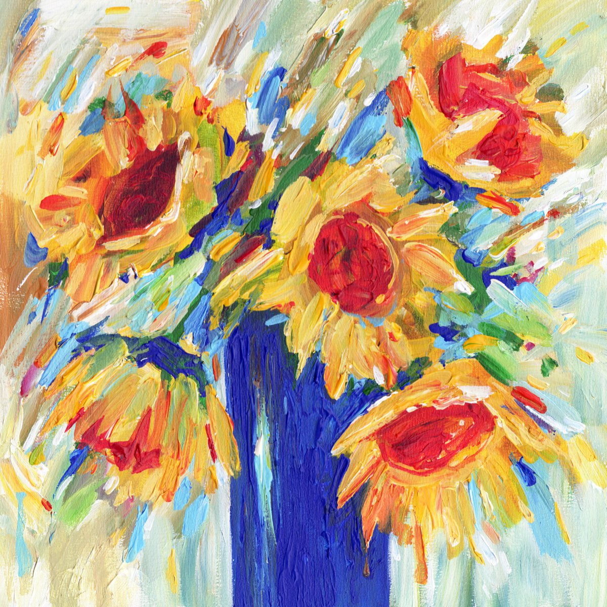 Sunflower in vase by Liubov Kvashnina