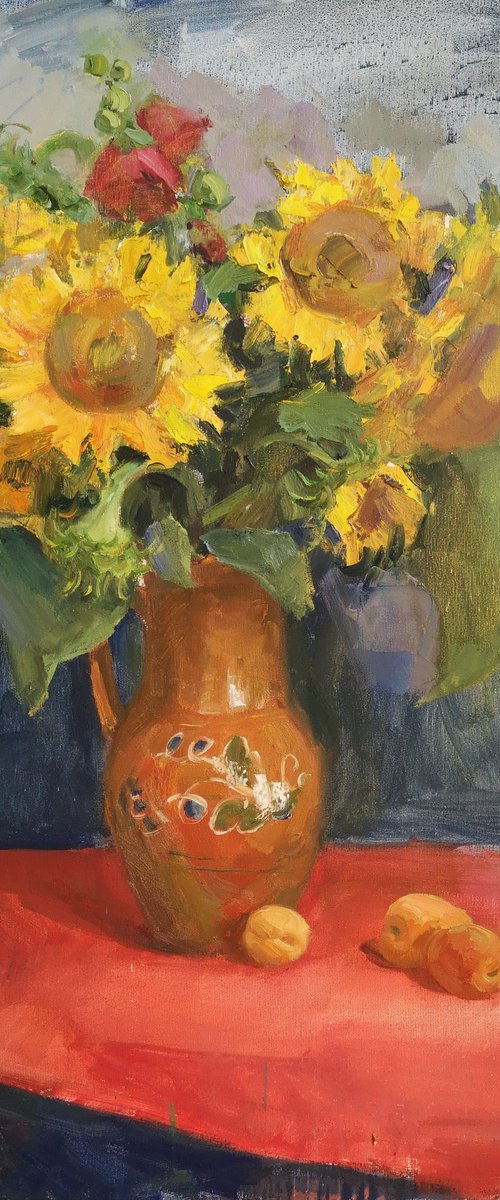 Sunflowers and apricots by Olga Samar