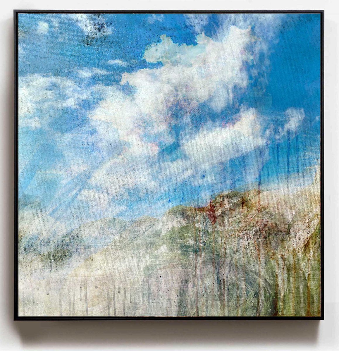 Impressionistic Landscape Acrylic Painting By Dario Moschetta, 28 X 28, Ripped Sky 5.2021, Original Artwork