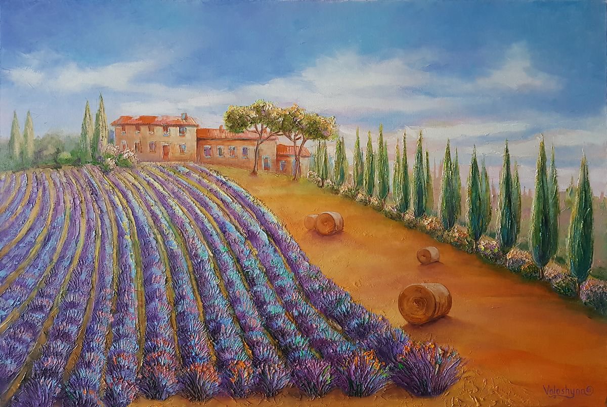 Landscape with lavender by Mary Voloshyna