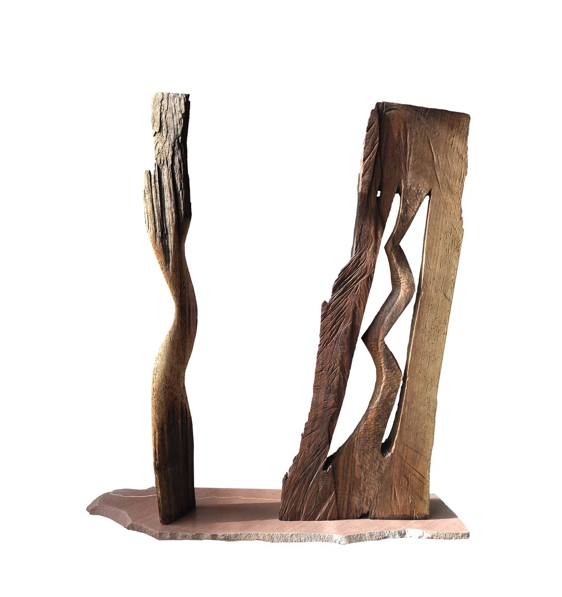 Abstract Wood Sculpture By Rasho Mitev, 43 X 42", "After", Original Artwork