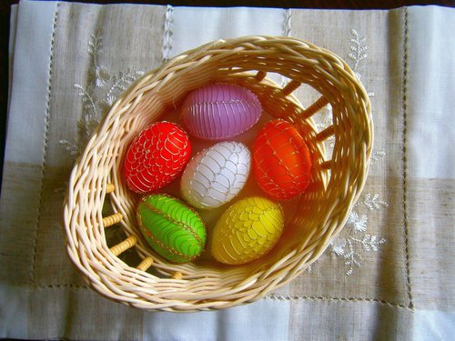 Easter eggs in wicker basket 1 by Emília Urbaníková