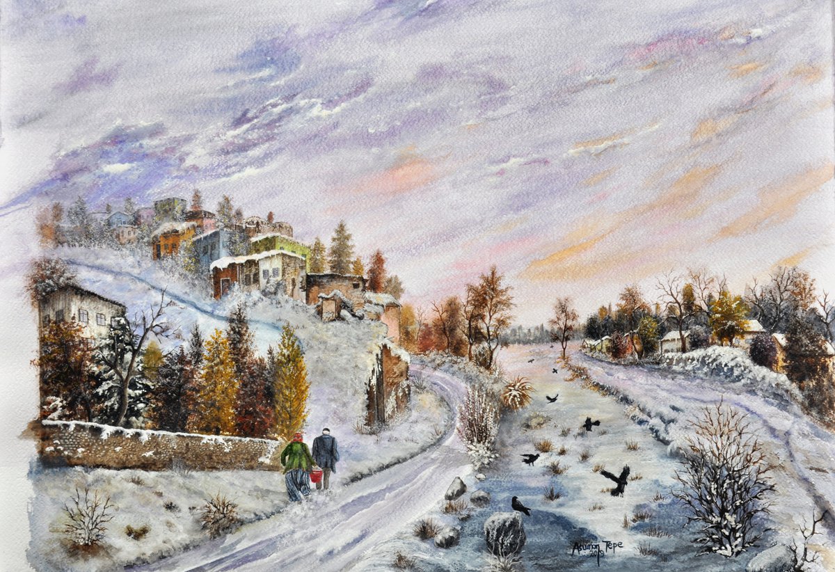 A mountain village in winter by Asuman Tepe