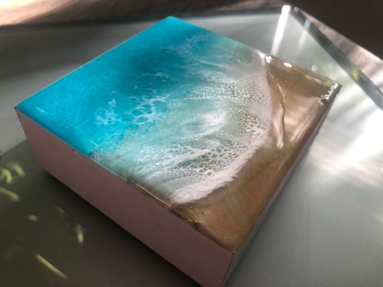 White Sand Beach #19 Miniature Ocean Painting Gift idea