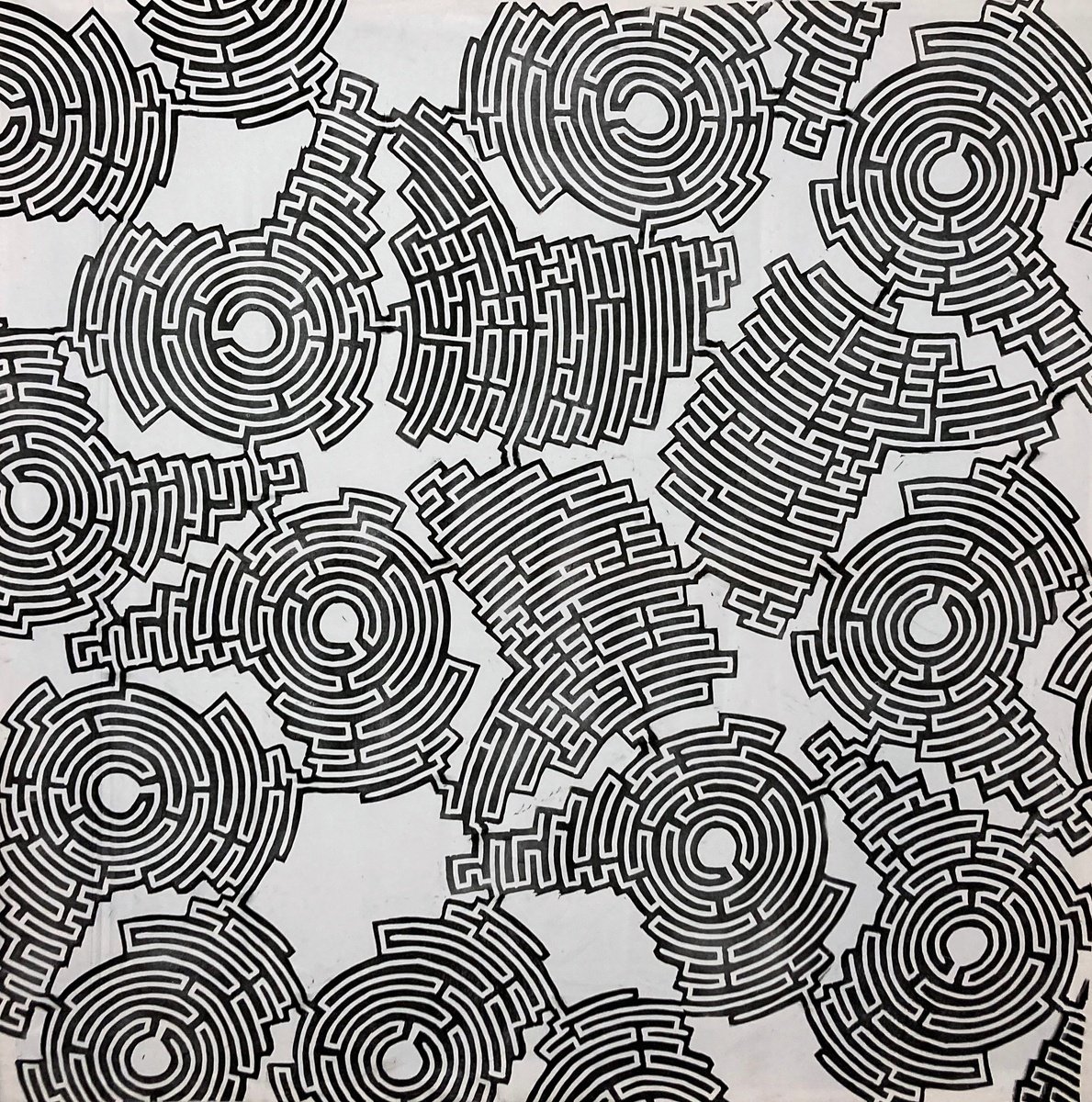 Geometric Linocut , Labyrinth #1 By Michael E. Voss, 45 X 45, Artwork For Sale On Artfinder