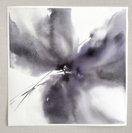 Abstract gray flowers set of 2