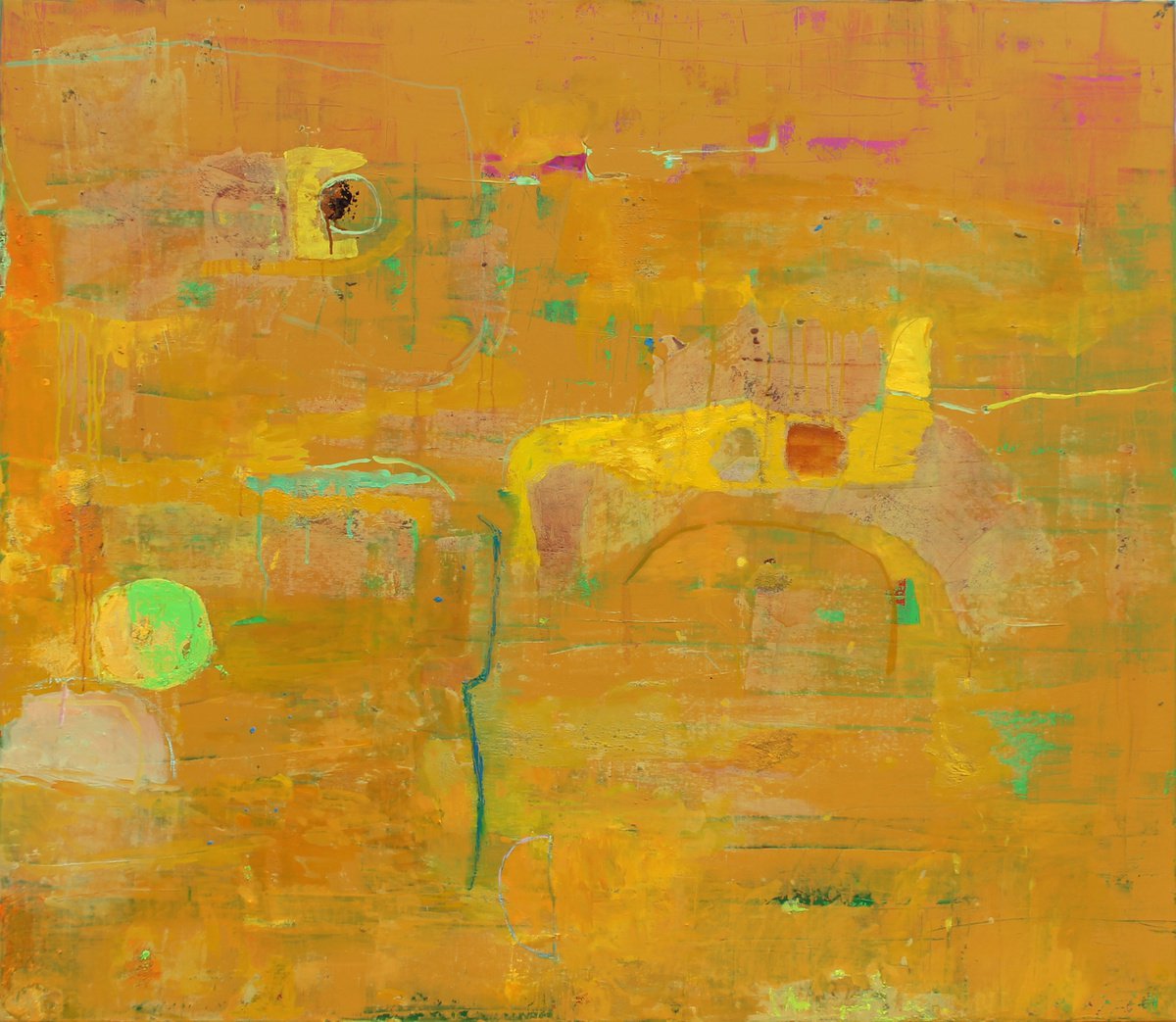 Organic Abstract Acrylic Painting By Sergiy Dekalyuk, 55 X 47", Over The Sea, Original Artwork