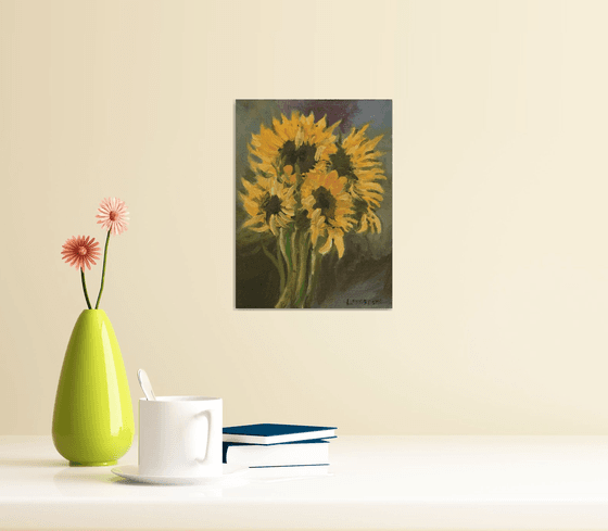 Beautiful Sunflowers, original oil painting