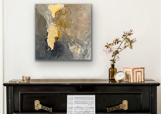 Paesaggio Poetico XXIV - Original painting - Black - Gold - Silver