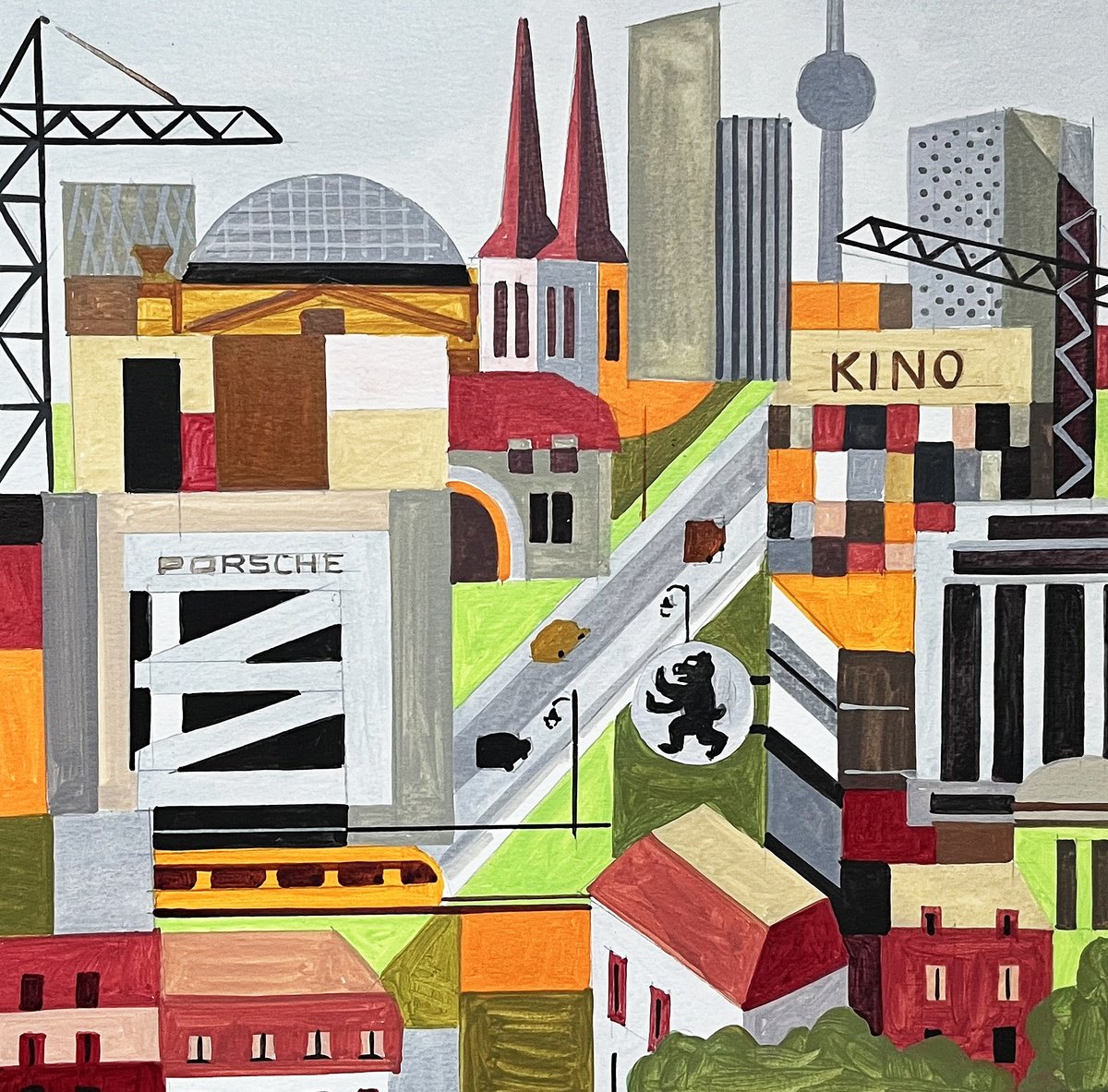 Urban And Pop Acrylic Painting , Berlin-03 By Andre Baldet, 13 X 13, Artwork For Sale On Artfinder