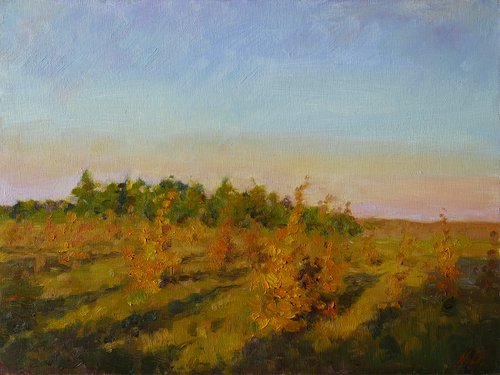 The autumn sunset - sunset landscape painting by Nikolay Dmitriev