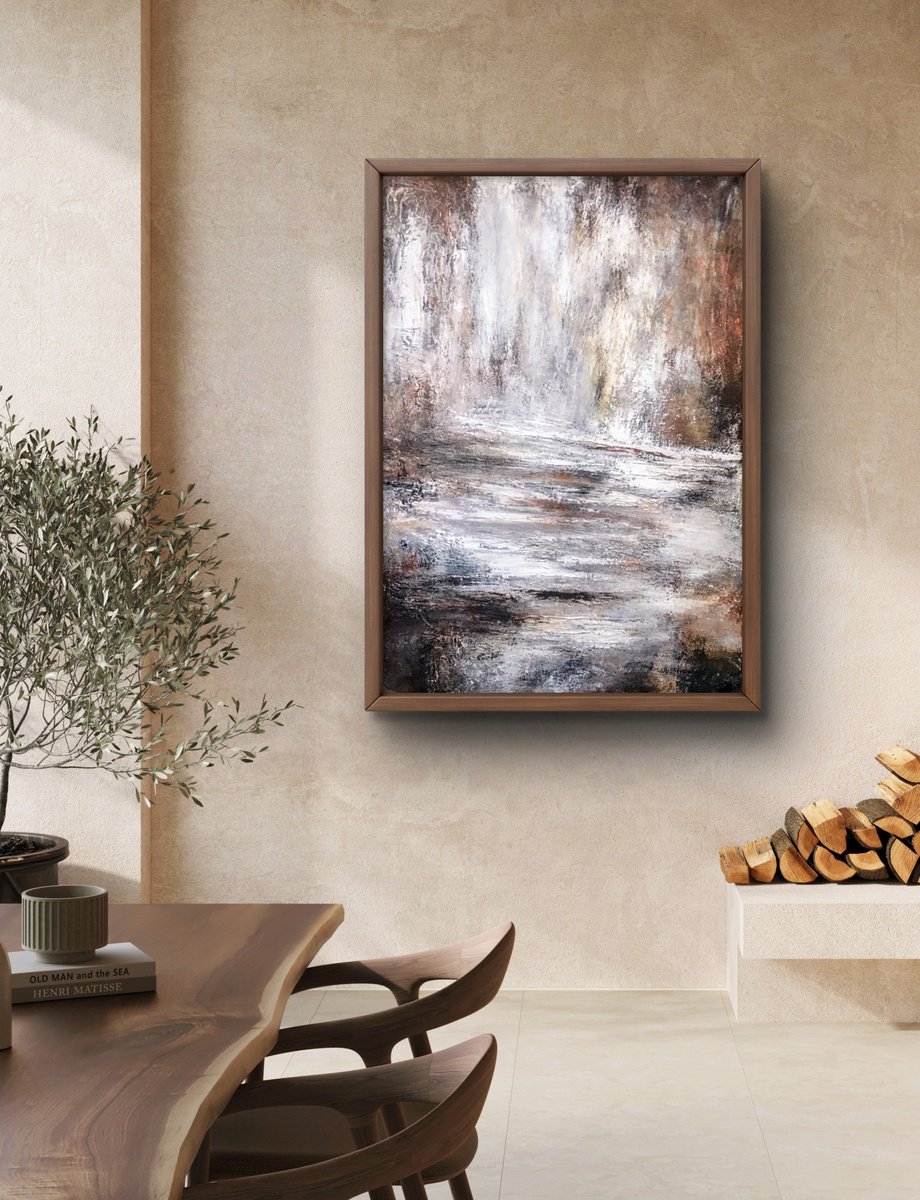 Abstract Acrylic Painting By Alexandra Petropoulou, 28 X 39, Water And Dirt, Original Artwork