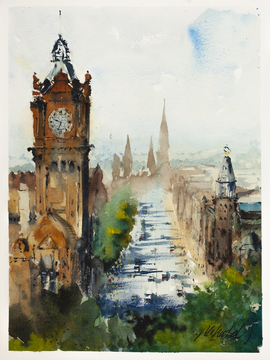 Watercolour , Edinburgh Ii By Tomasz Mikutel, 12 X 16, Artwork For Sale On Artfinder