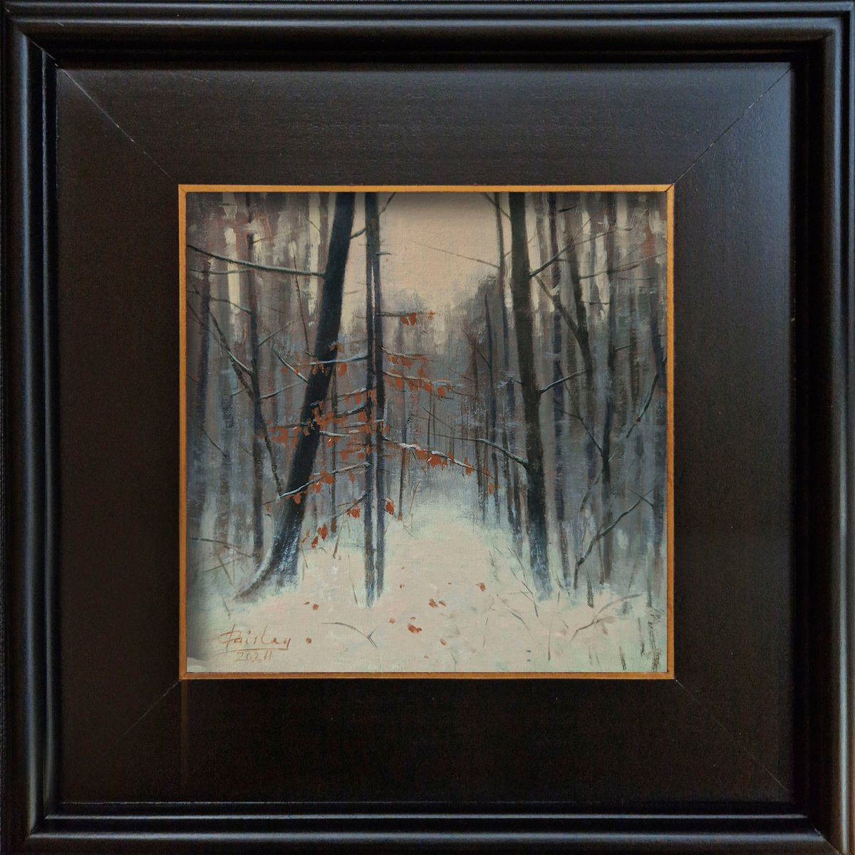 Landscape Acrylic Painting By Ayna Paisley, 14 X 14, A Frosty Forest Tale, Original Artwork