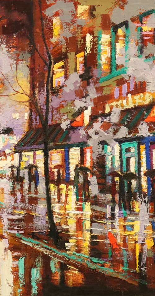 Broadway Rain and City Walkers by Chin H Shin