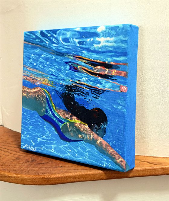 Underneath XLIV - Miniature swimming painting