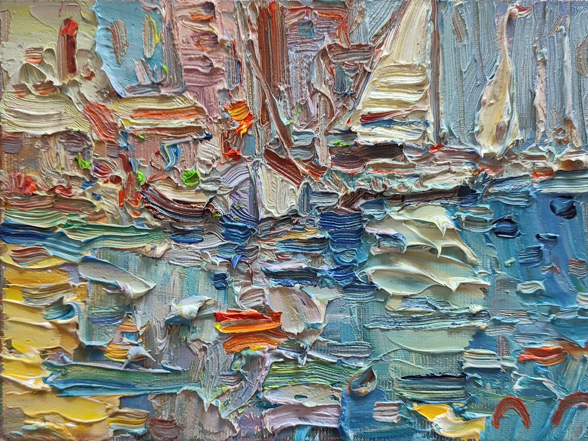 Impressionistic Landscape Oil Painting By Pavel Guliaev, 8 X 6", Seascape, Original Artwork