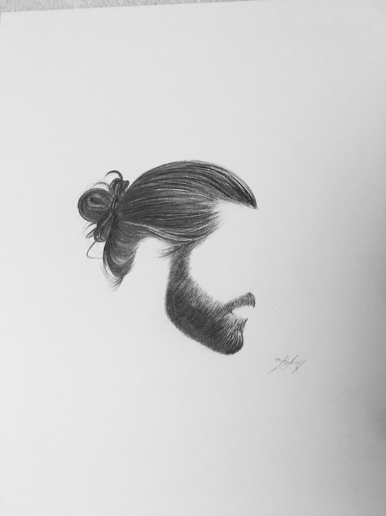 Man bun silhouette