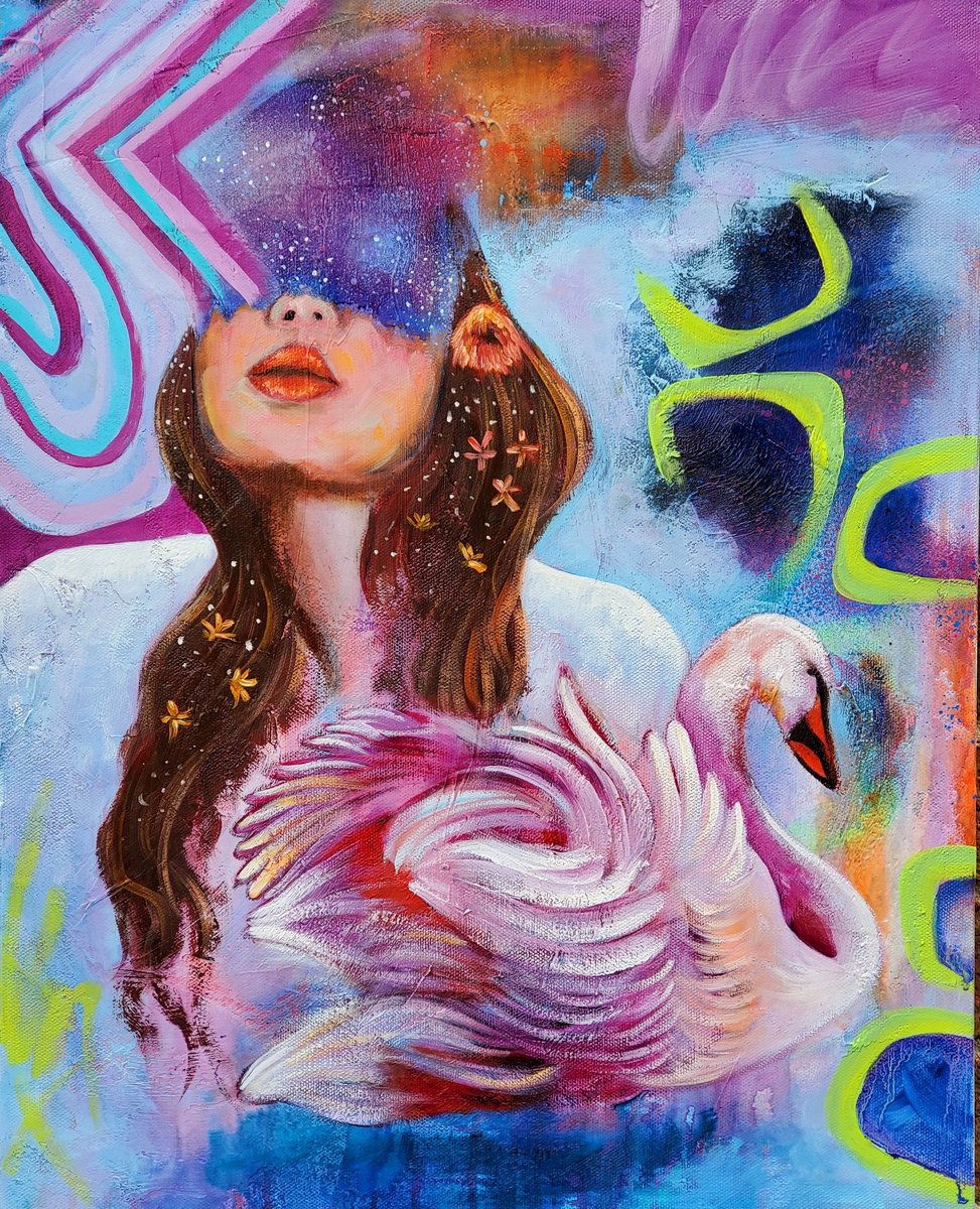 Expressive Portrait Oil Painting By Niyati Jiwani, 16 X 20", A Dazzling Star, Original Artwork