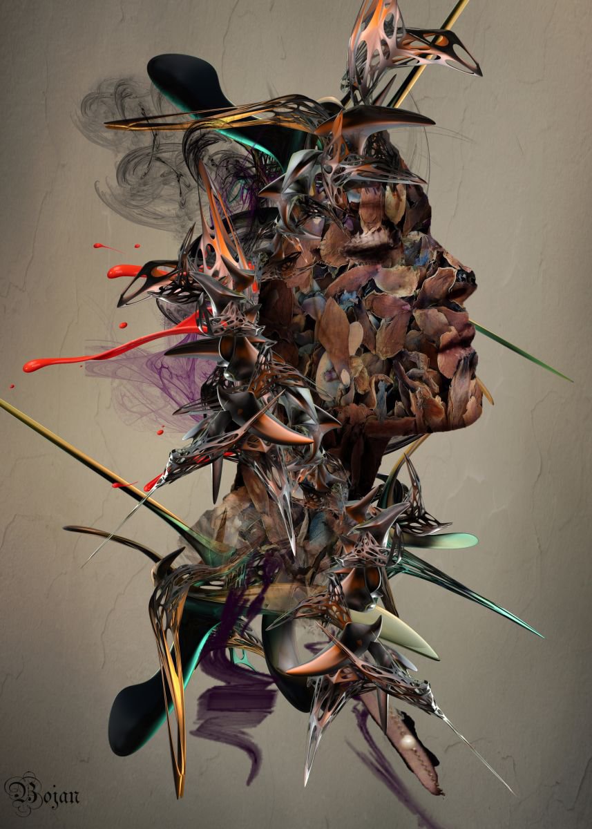 Graphic Portrait Photograph By Bojan Jevtic, 28 X 39, Which Mask Do You Wear Today?, Original Artwork