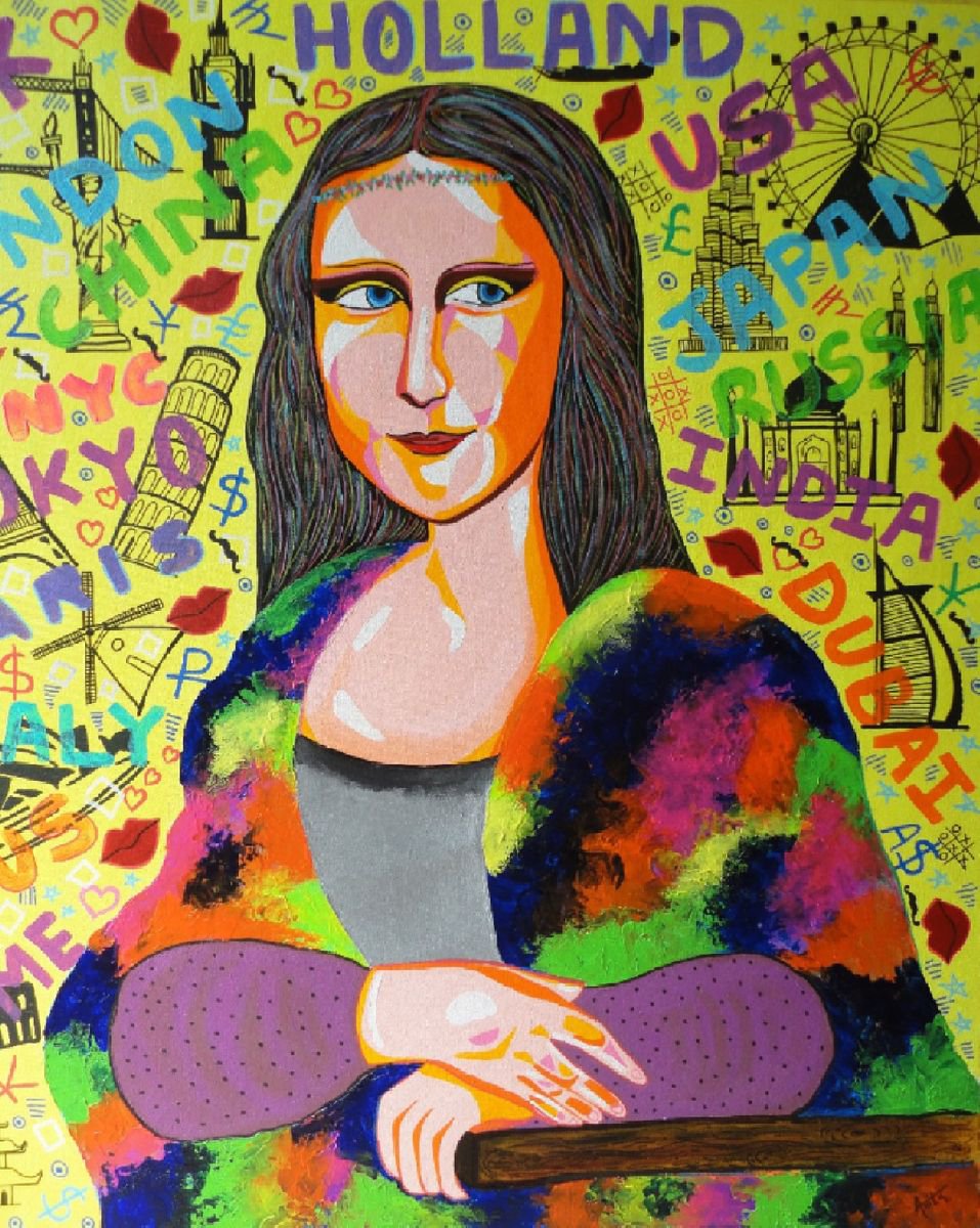 Urban And Pop Acrylic Painting , Monalisa !! Pop Art !! By Amita Dand, 36 X 39, Artwork For Sale On Artfinder