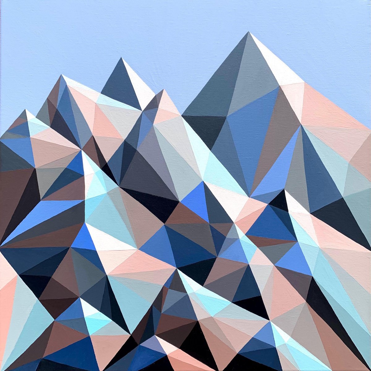 Blue Snowy Mountains By Maria Tuzhilkina, 20 X 20, Artwork For Sale On Artfinder