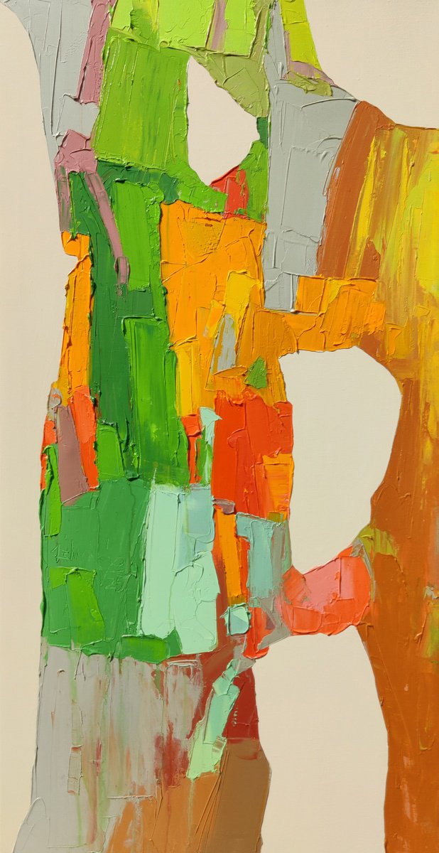 Abstract Acrylic Painting By Abhishek Kumar, 30 X 54, Blooming Lanes, Original Artwork