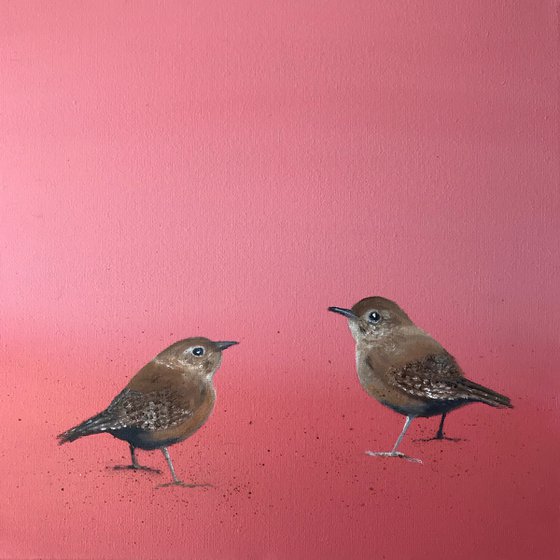 Two Little Wrens ~ on rose gold