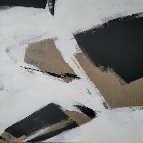 Black and Canvas Power №2, 120x120 cm by Tatyana Kirikova