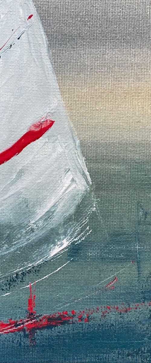 Sail - gouache abstract painting by Anna Boginskaia