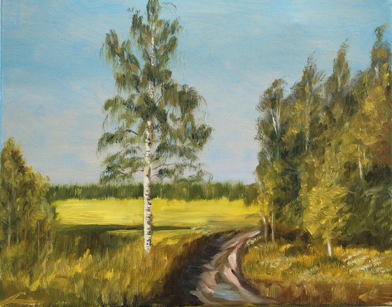 Landscape with a birch