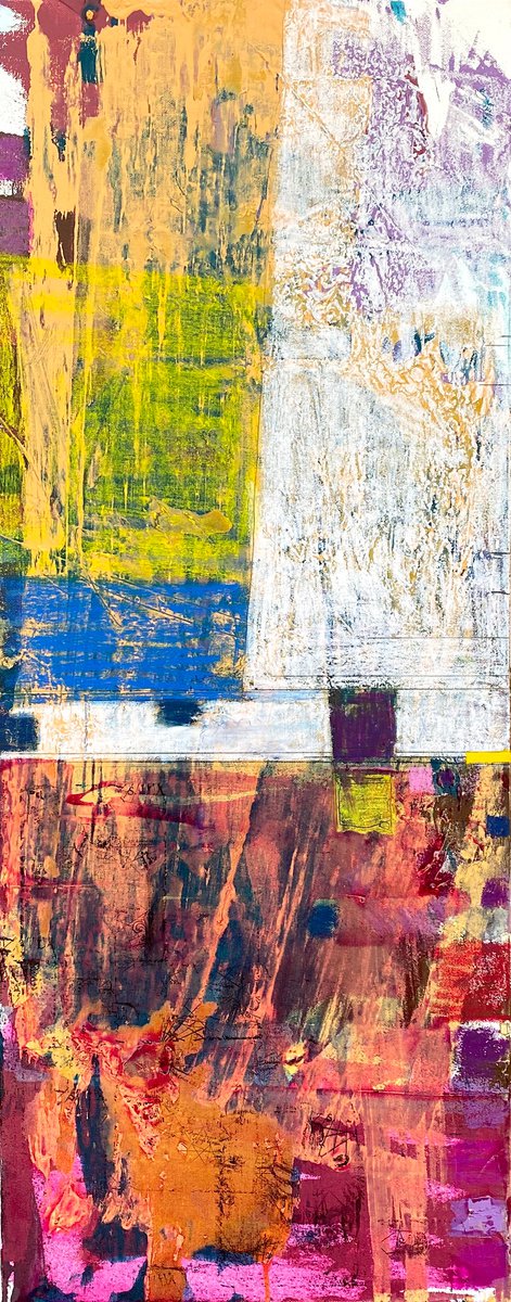 Geometric Abstract Acrylic Painting By Jason Forcier, 16 X 40, Taste Maker, Original Artwork