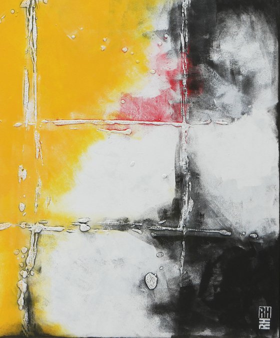 Square Abstract - White Textured - Acrylic Painting on canvas - 20D Ronald Hunter