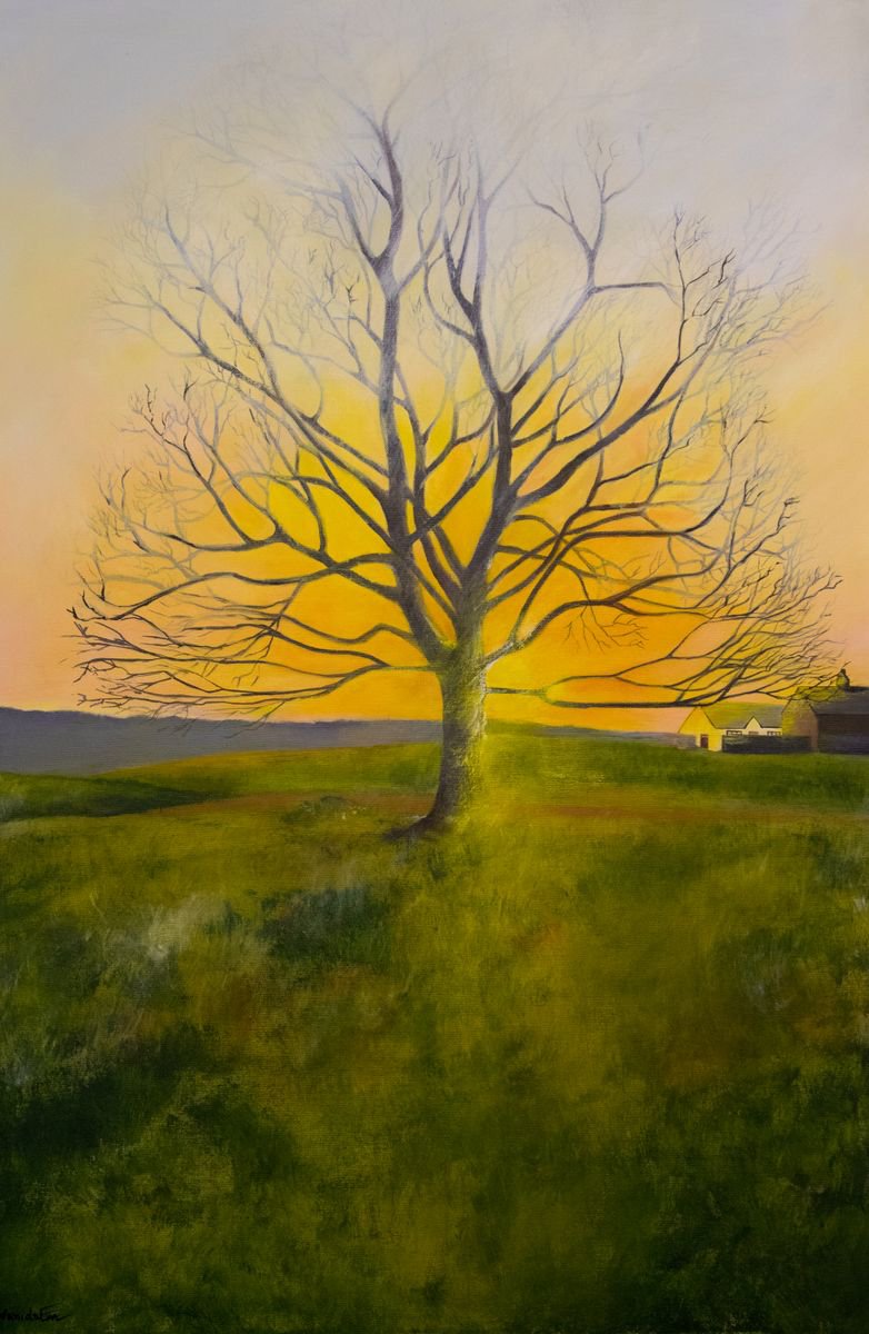 February tree, Original abstract painting, Ready to hang by WanidaEm by WanidaEm