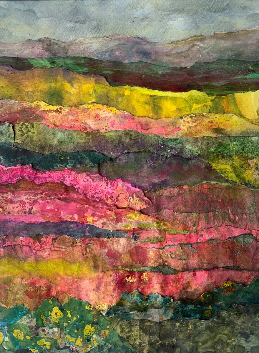 Impressionistic Landscape Painting By Suzsi Corio, 13 X 20", Heather Moorland, Original Artwork