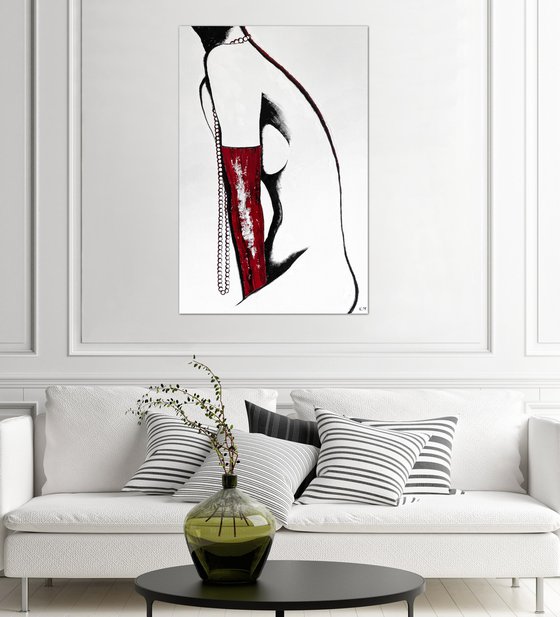 Blushing Muse in Red Gloves
