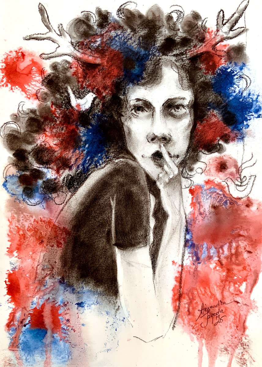 Surrealistic Portrait Charcoal Drawing By Alexandra Jagoda (Ovcharenko), 12 X 17, I