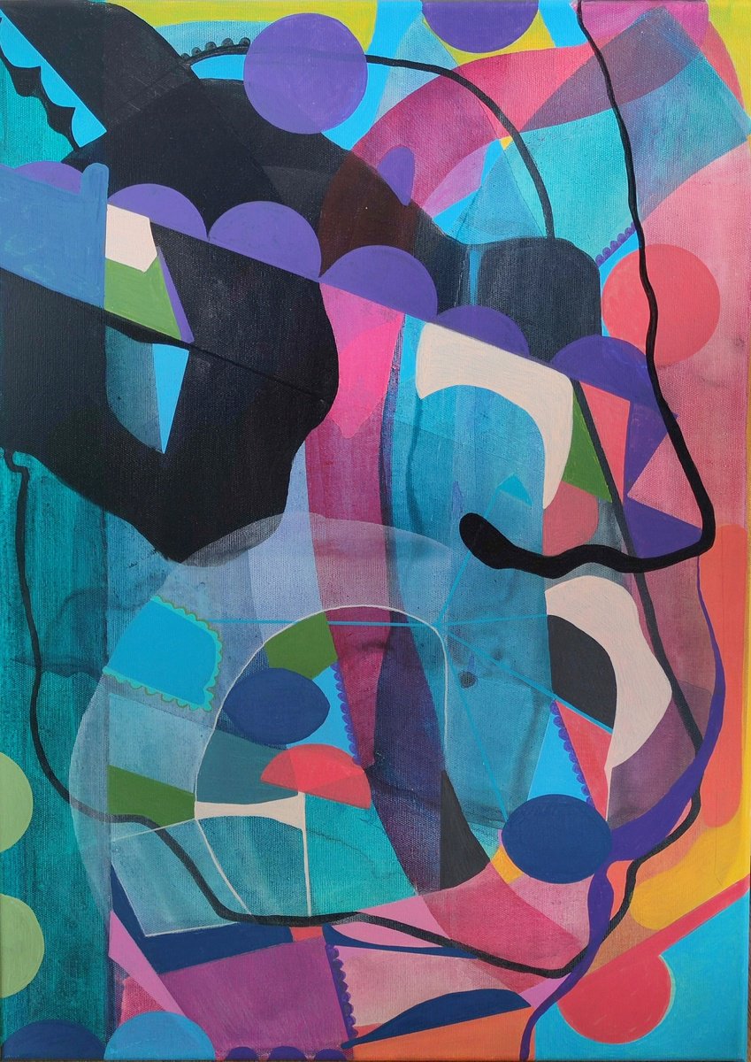 Organic Abstract Painting By Chrissy Guest, 20 X 28, Flamboyant, Original Artwork