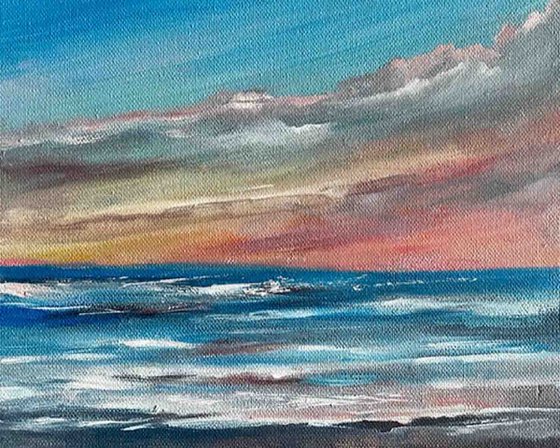 Summer Sky Original  Acrylic on Canvas 8 X 10 Seascape Beach Summer Tropical