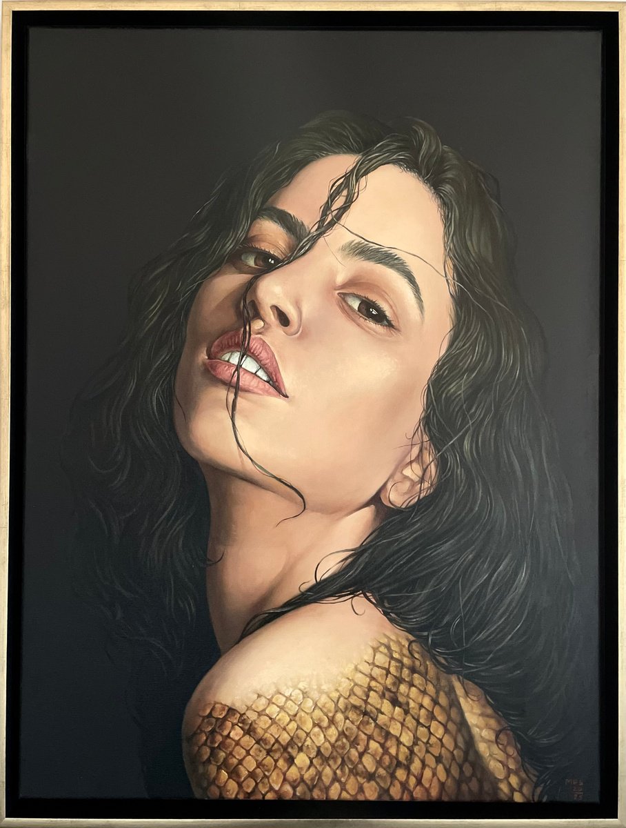 Photorealistic Portrait Oil Painting By Marina Popkova-Sologub, 25 X 33", Anakonda, Original Artwork