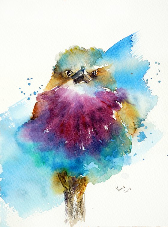 Exotic Bird - Impressionism - ORIGINAL Painting in Watercolor