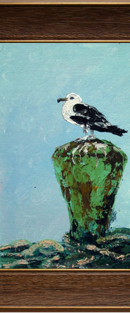 Seagull... framed / FROM MY SERIES FROM MY SERIES "MINI PICTURE" / ORIGINAL PAINTING by Salana Art Gallery