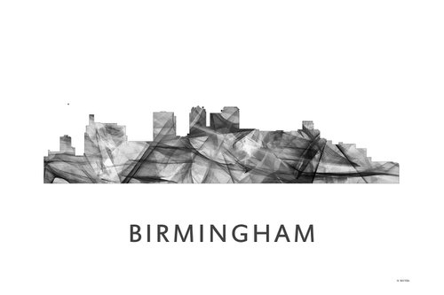 Birmingham Alabama Skyline WB BW by Marlene Watson